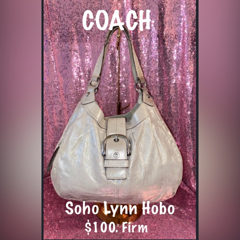 COACH F15075 Lynn Soho Metallic Shimmer Hobo Bag.